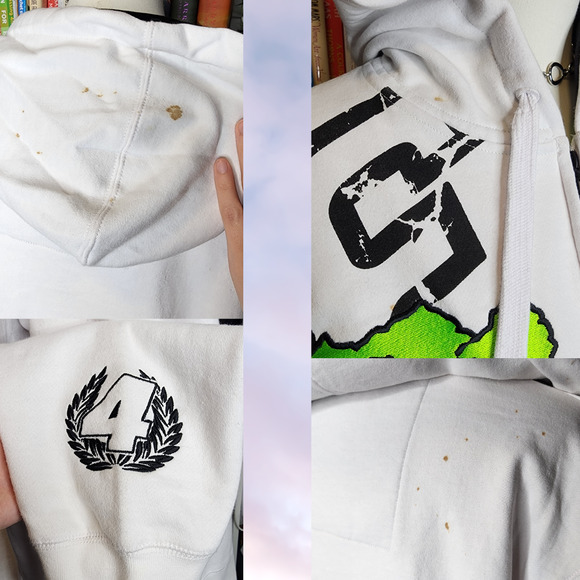 Y2k Rare White Fox Racing Monster Ricky Carmichael Grunge Zip Up Hoodie Sz L - Picture 7 of 8